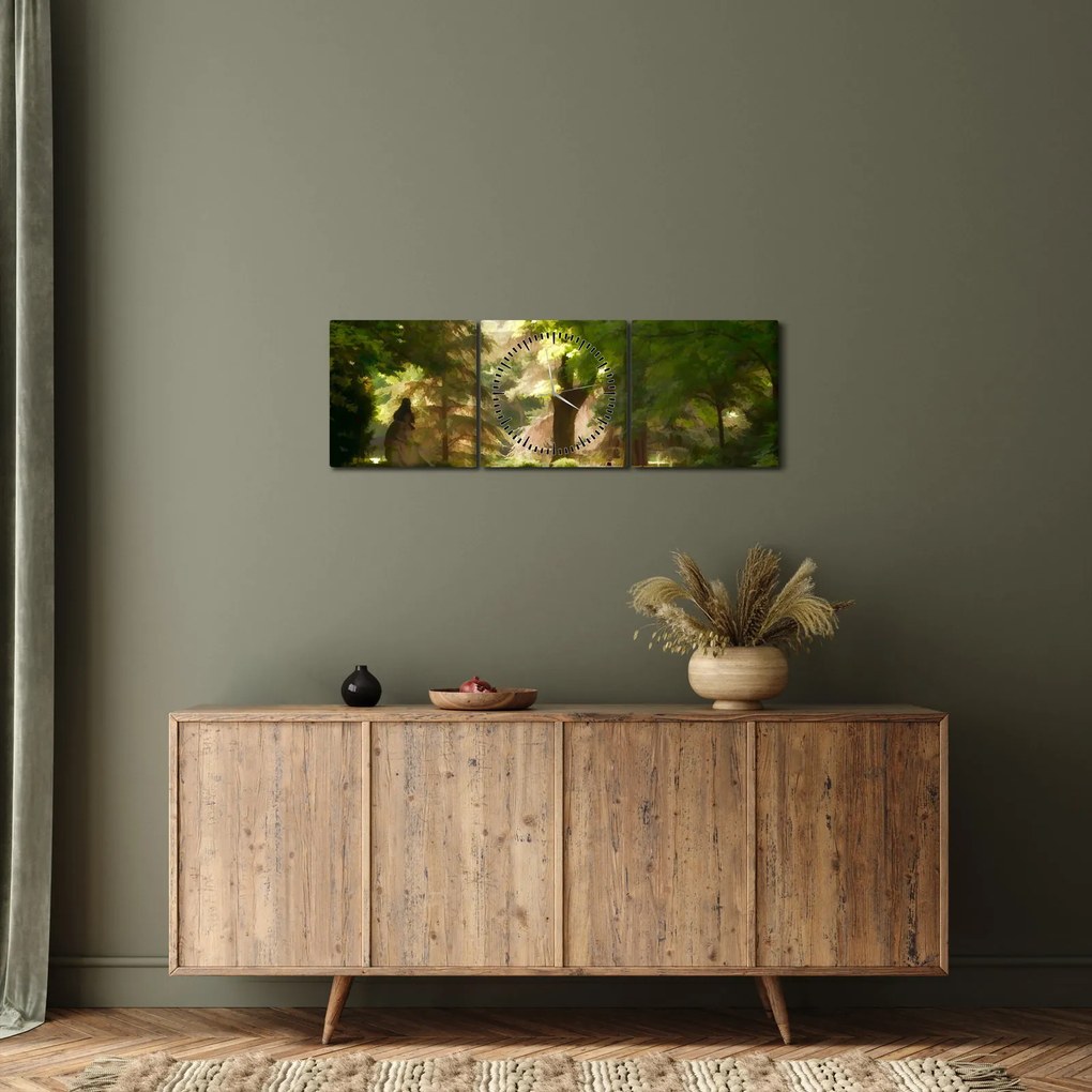 Tablou cu parc (cu ceas) (90x30 cm)