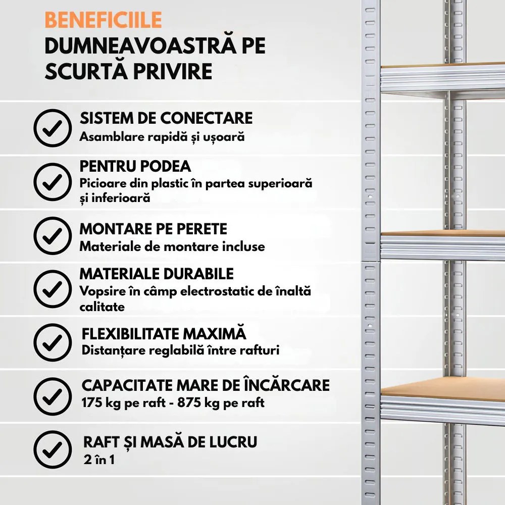 Raft cu capacitate mare HEAVY, max. 875kg, 90x40x180cm, argintiu Jurhan