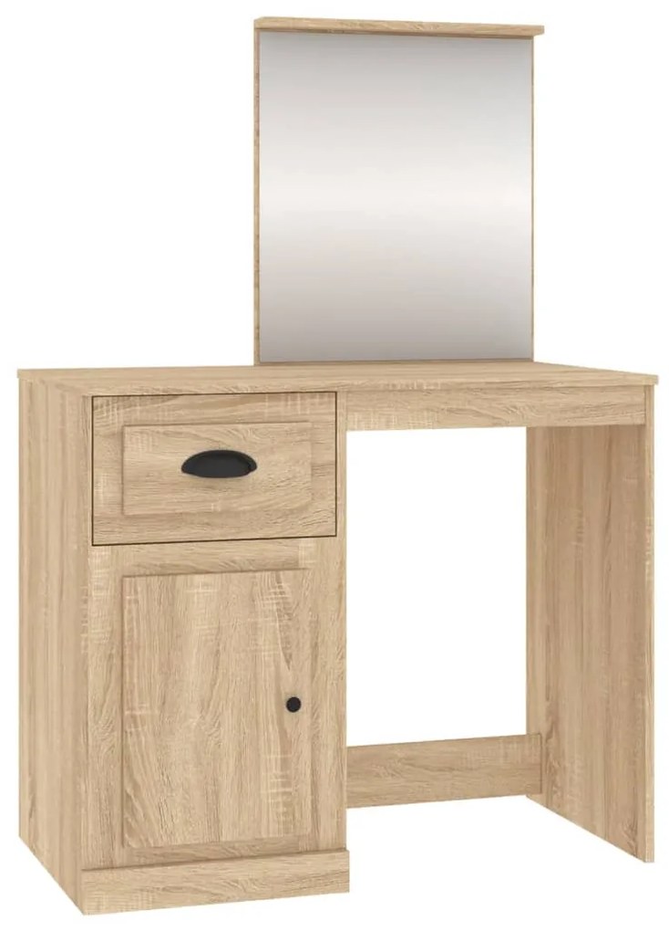 816763 vidaXL Masă de toaletă cu oglindă, stejar sonoma 90x50x132,5 cm lemn