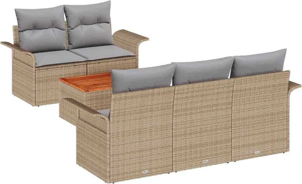 vidaXL Set de canapele pentru grădină 6 pcs Beige și gri deschis