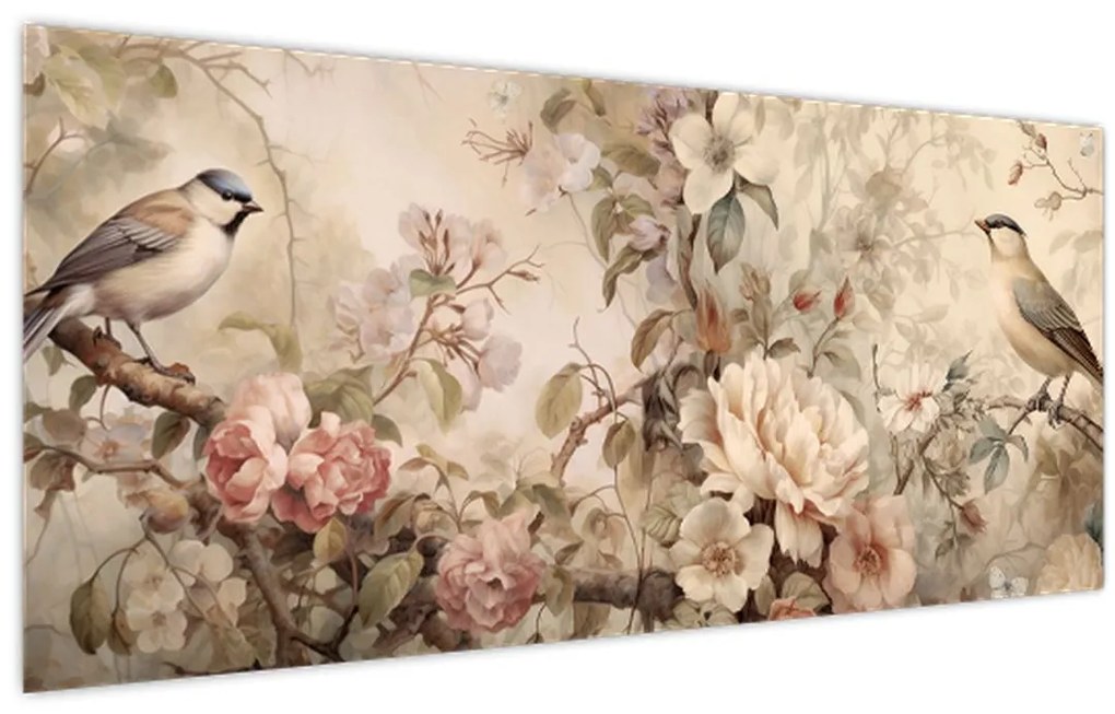 Tablou - Vintage pictura pasăre (120x50 cm)