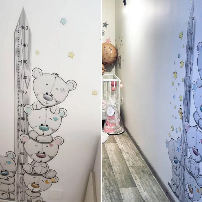 INSPIO Metru de perete pentru copii - Ursuleți