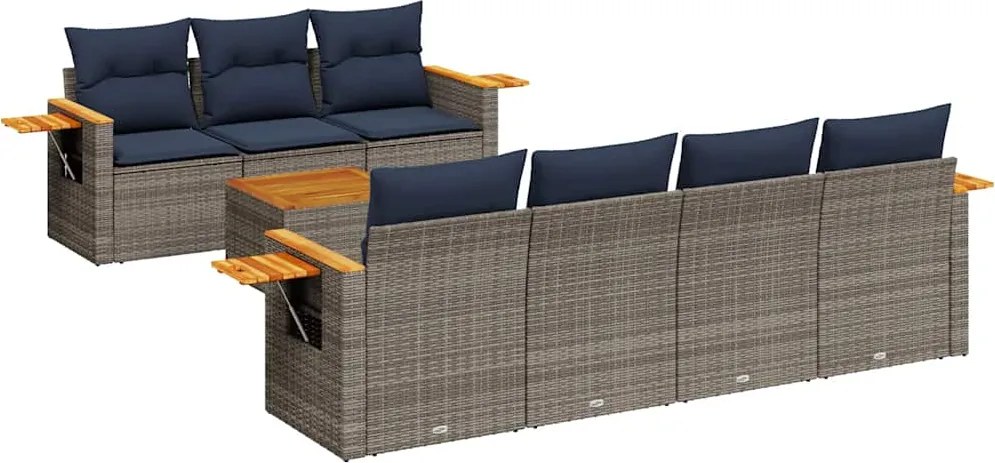 vidaXL Set canapele de grădină cu perne, 8 piese, gri, poliratan