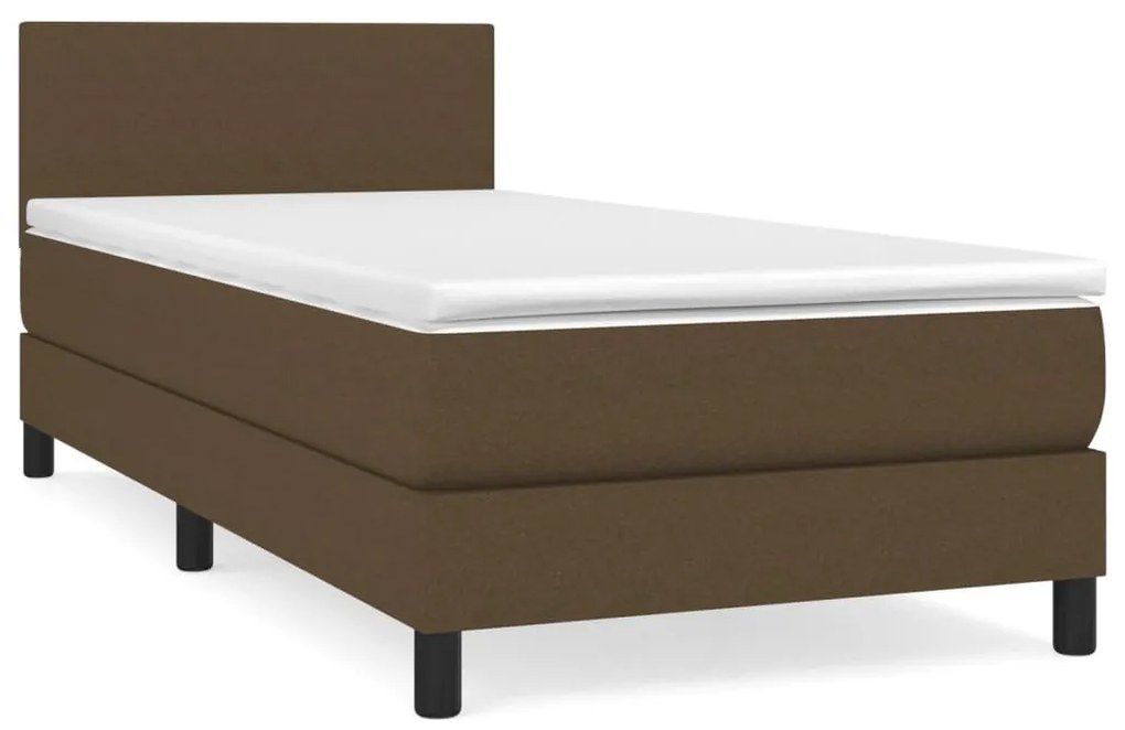 3139852 vidaXL Pat box spring cu saltea, maro închis, 80x200 cm, textil