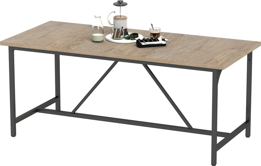 HOMCOM Masă dreptunghiulară de dining pentru 6-8 persoane masă de bucătărie stil industrial 180 x 80 x 75,5 cm efect lemn natural | Aosom Romania