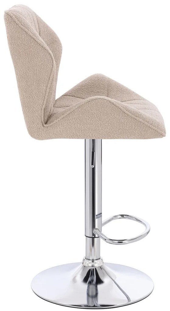 HR212W Scaun Latte Boucle cu Bază Cromata