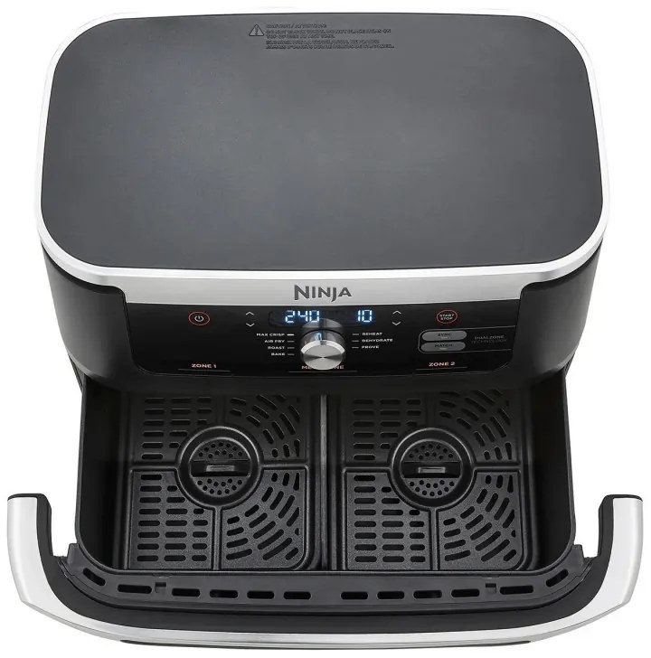 Friteuza dubla cu aer cald Ninja AF500EU, 10.4 L, 7 programe, Timer, Zone independente, Negru