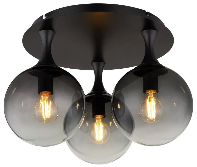 Plafoniera design modern DALTON 3L negru/fumuriu