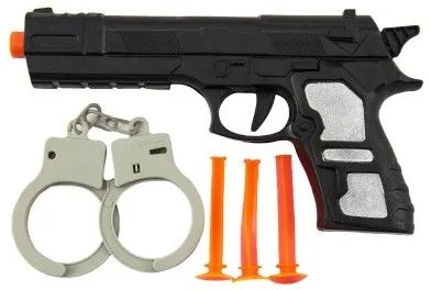Pistol plastic 21cm cu ventuze 3buc cu catuse