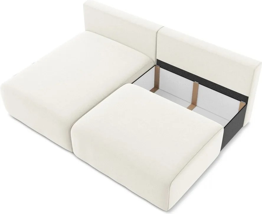 Colțar crem extensibil/cu spațiu de depozitare cu tapițerie din catifea (cu colț pe partea stângă/cu șezlong) Kalena – Makamii