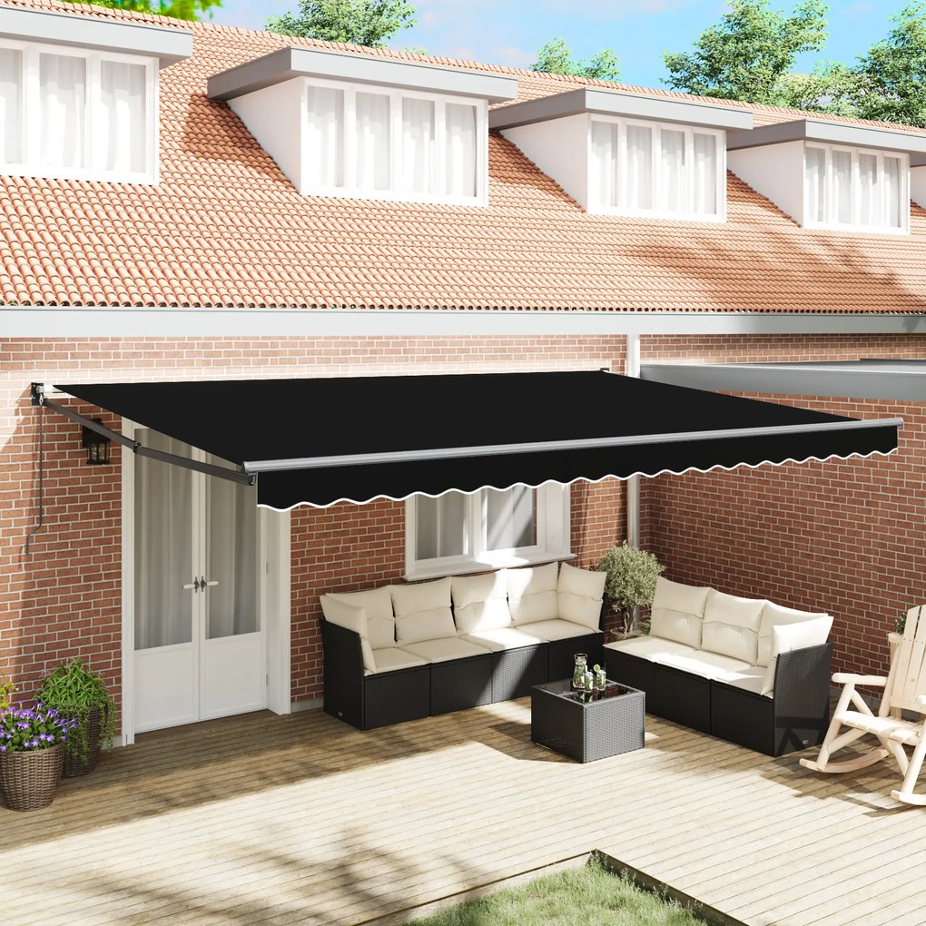 vidaXL Marchiză Retractabilă Manuală Neagră 500x300 cm