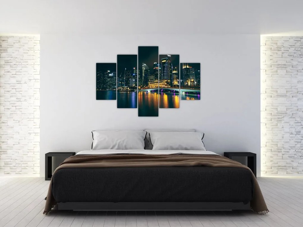 Tablou - Singapore noaptea (150x105 cm)