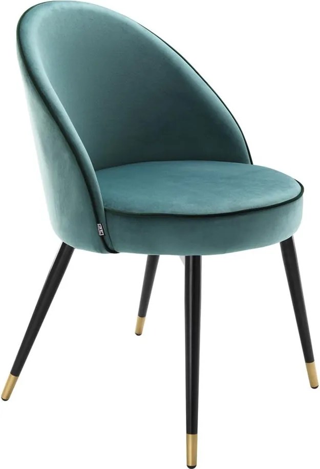 Set de 2 scaune elegante design LUX Cooper, catifea turcoaz 113123 HZ