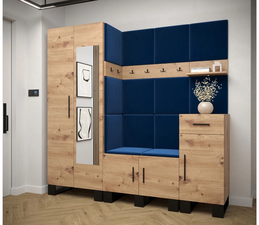 Set mobilier pentru hol Amanda 13 (Stejar artisan + Albastru). 1085970