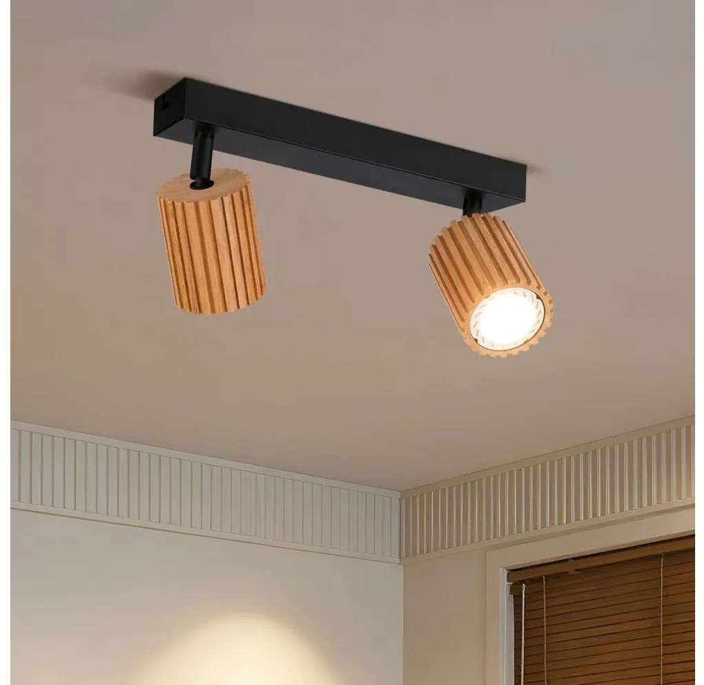 Brilagi - Corp de iluminat tip spot MODERN WOOD 2xGU10/8W/230V lemn de cauciuc/negru