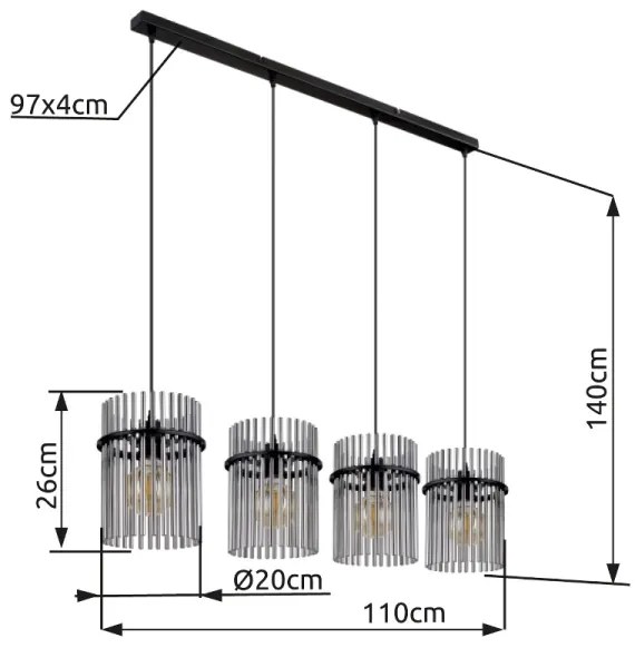 Lustră pe cablu Globo 15698-4H GORLEY 4xE27/60W/230V