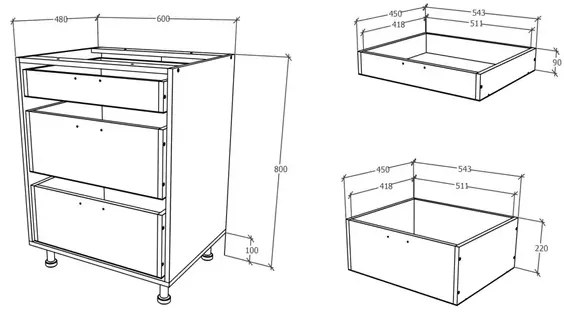 Corp Baza Karo, 3 Sertare, Stejar Sonoma Inchis/Alb, 60 x 50 x 80 cm