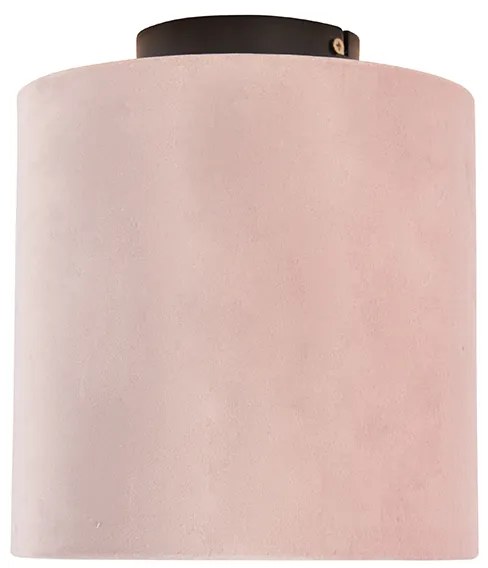 Plafoniera cu abajur din catifea roz prafuit cu auriu 20 cm - Combi Black