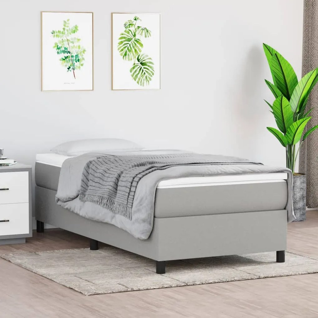 Cadru de pat box spring, gri deschis, 80x200 cm, textil