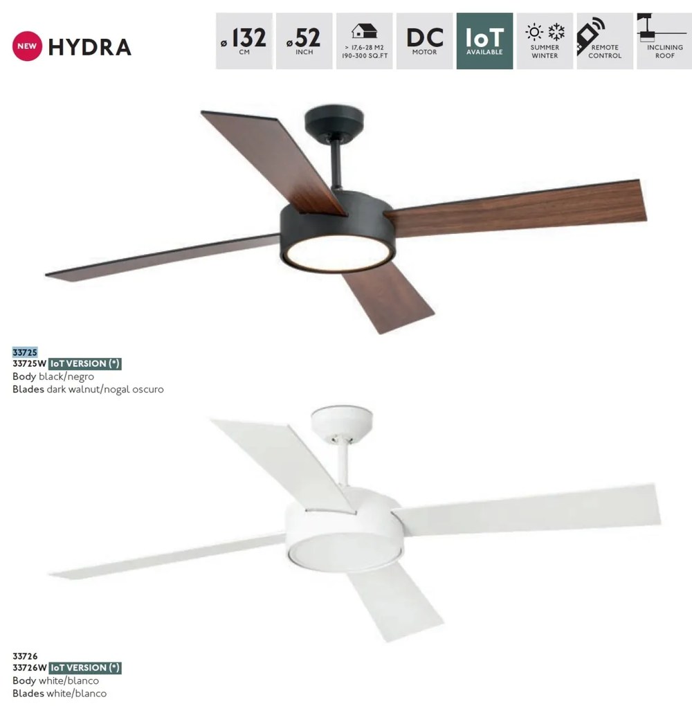 Lustra LED cu Ventilator si telecomanda design modern HYDRA alb