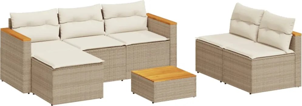 vidaXL Set canapele de grădină cu perne 5 piese bej poliratan/acacia