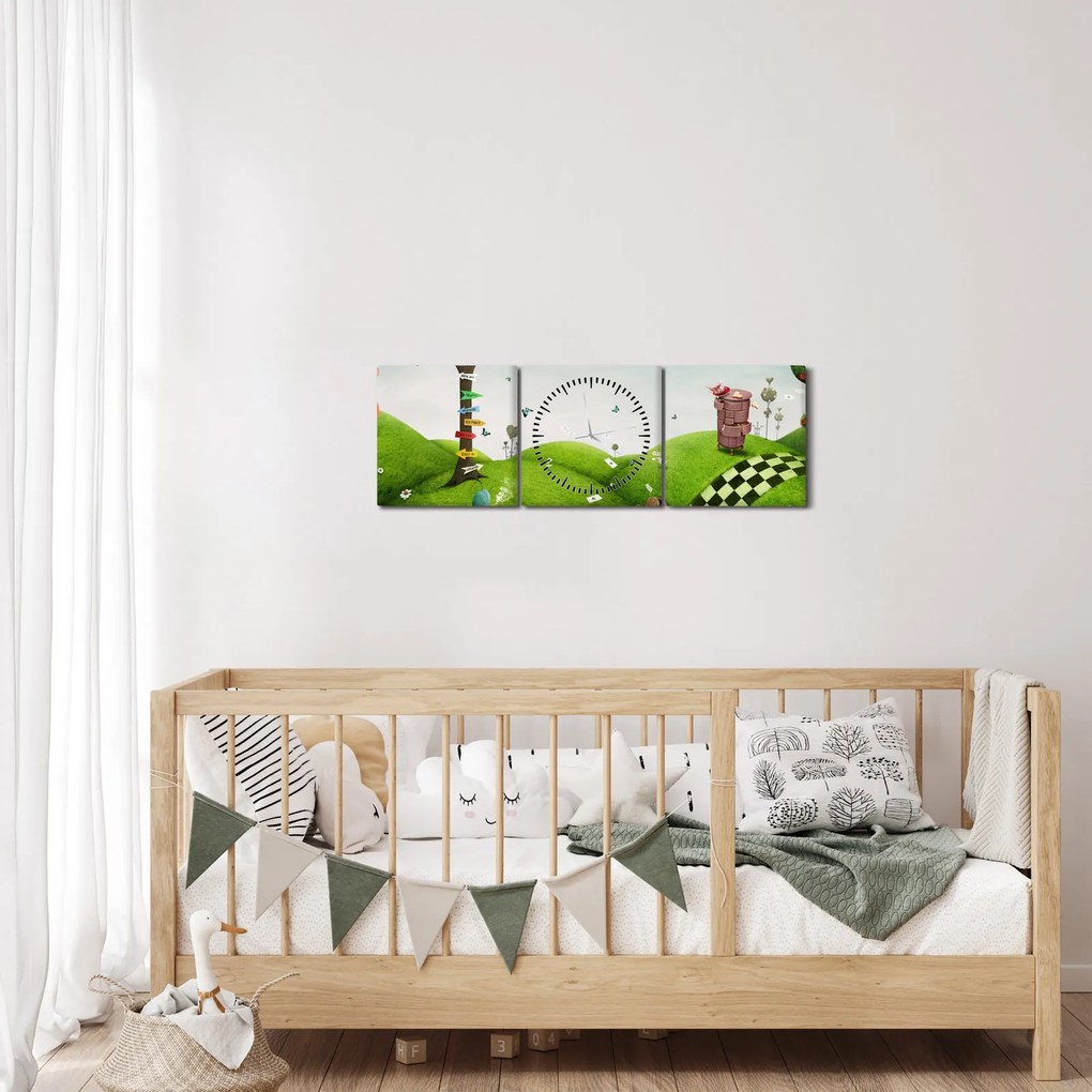 Tablou - Peisaj minunat (cu ceas) (90x30 cm)
