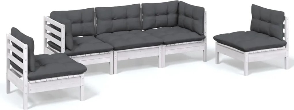 vidaXL Set mobilier grădină cu perne, 5 piese, lemn masiv de pin