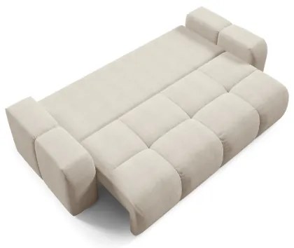 Canapea extensibilă tapițată ALMADA, 3 locuri, cu spațiu de depozitare, bej