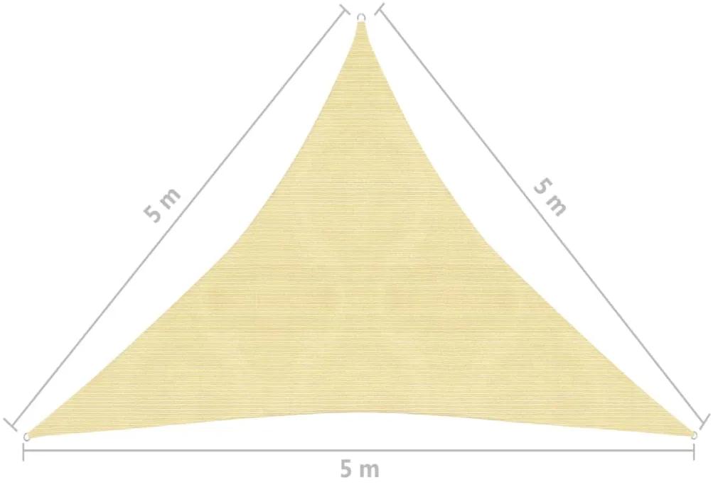 Panza parasolar din HDPE triunghiulara, 5 x 5 x 5 m, bej Bej, 5 x 5 x 5 m