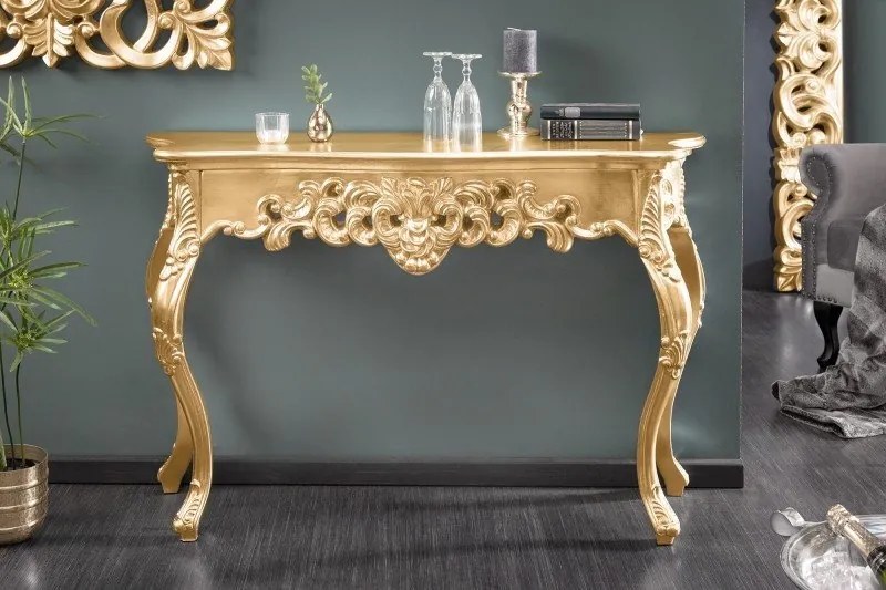 Consola eleganta Venice 110cm, auriu