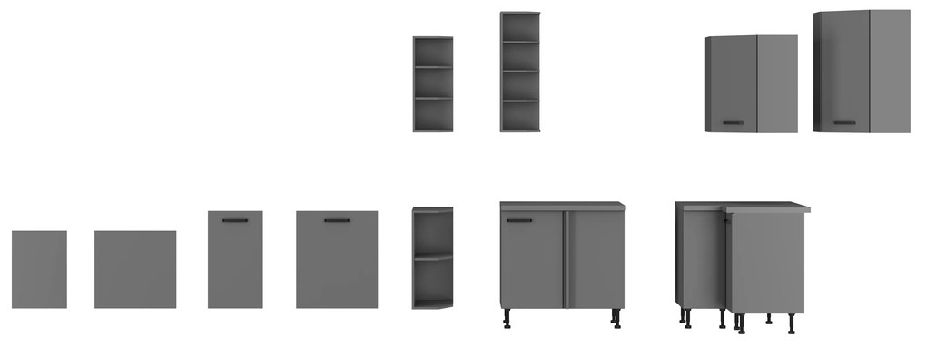 Dulap inferior de bucătărie sub chiuvetă Nesia 80 ZL 2F BB (Antracit). 1049724