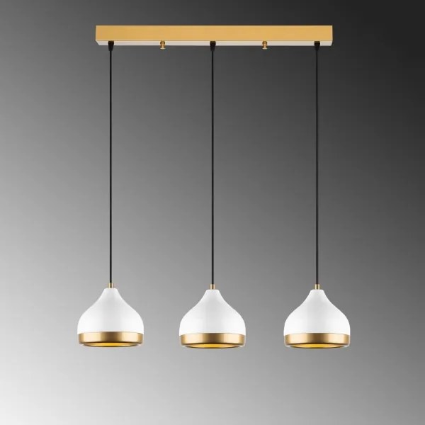Lustră suspendată pe cablu YILDO 3xE27/40W/230V alb/auriu