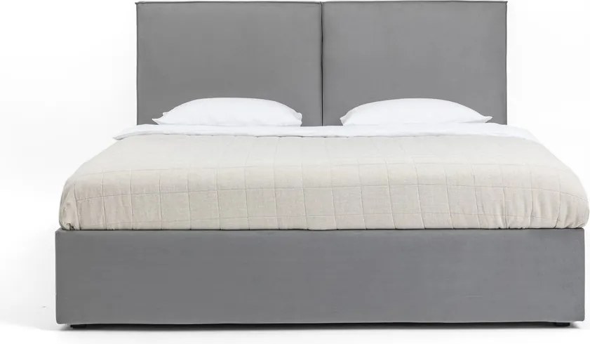 Pat dublu tapițat gri cu spațiu de depozitare cu saltea/ somieră 160x200 cm Thessa Bold - Bonami Selection