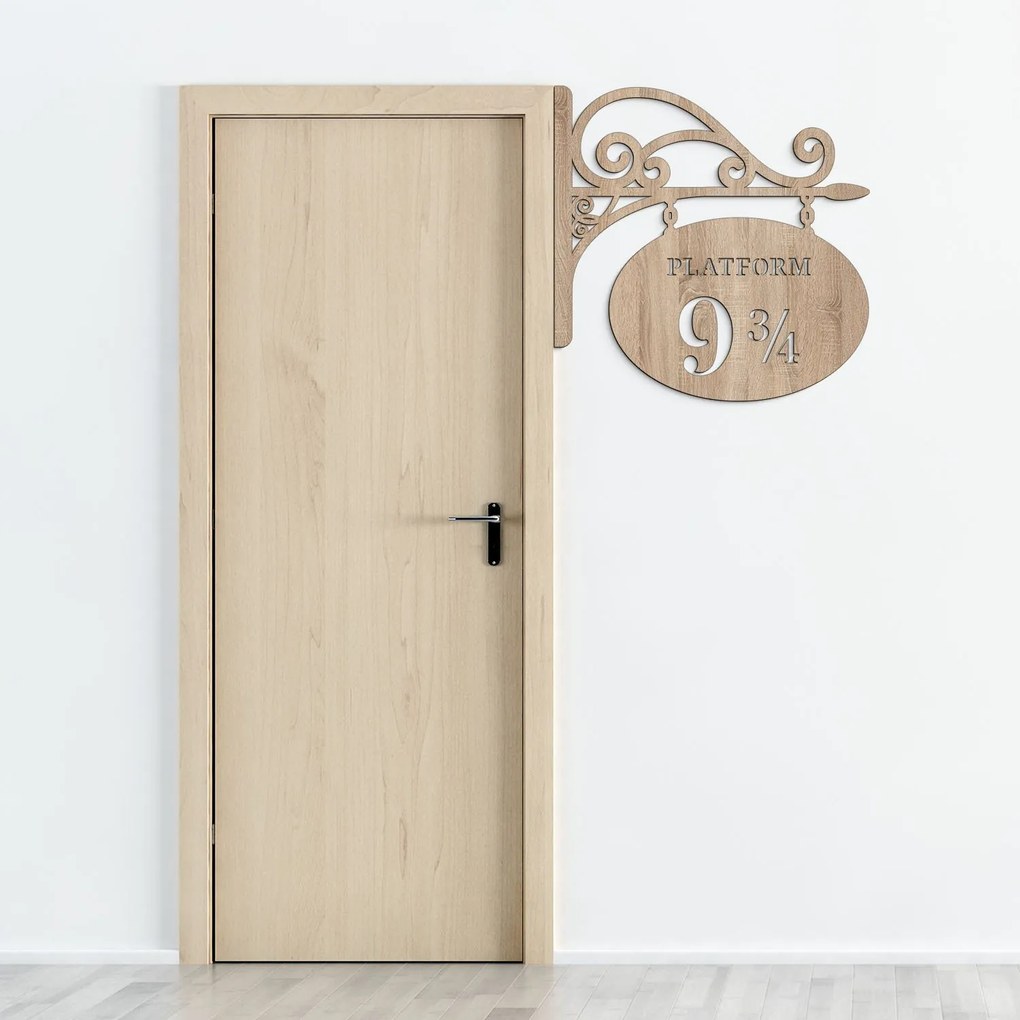 DUBLEZ | Decorațiune din lemn pentru ușă - Platform 9 și 3/4