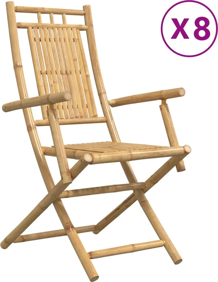 vidaXL Scaune de grădină pliabile, 8 buc., 53x66x99 cm, bambus
