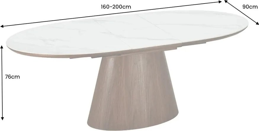 Masa extensibila, Ceramica Alba, Furnir nuc, UNIQUE 160-200cm