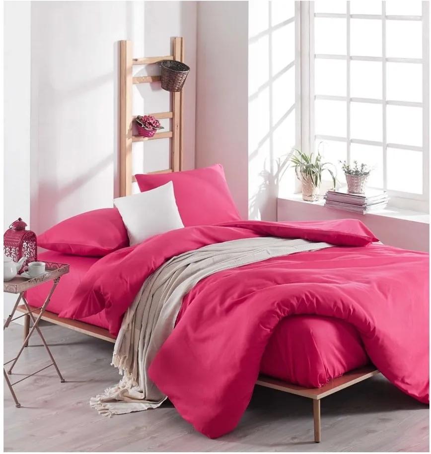 Lenjerie de pat cu cearșaf Rose, 200 x 220 cm, roz