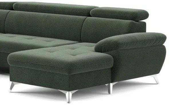 Canapea colțar extensibilă cu spațiu de depozitare, model CATANIA stânga, verde