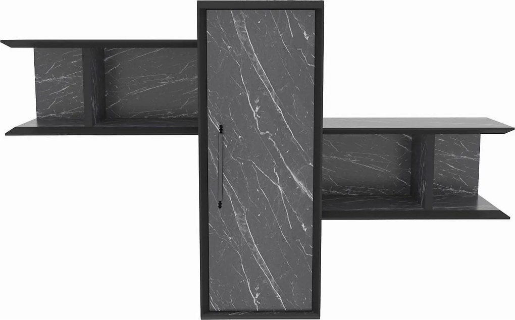 Raft OLIDA, negru cu efect de marmura, PAL melaminat, 119x35x52 cm