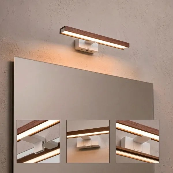 Brilagi - Iluminare LED pentru oglindă de baie 3-în-1 WOODY MIRROR LED/8W/230V IP44 alb/stejar cireș