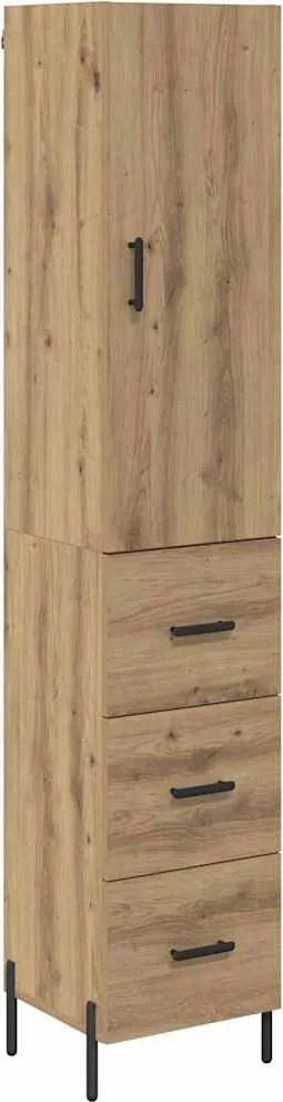 vidaXL Bufet Stejar Artizanal 34,5 x 34 x 180 cm Lemn compozit