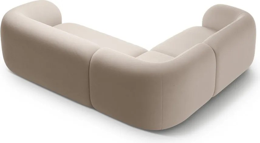 Colțar bej cu tapițerie din catifea (cu colț pe partea stângă/în formă de ”L”) Kate – Micadoni