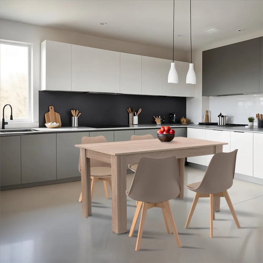 Set de masă Zara 4+1 bej-stejar Sonoma