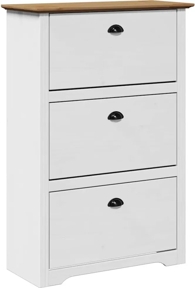 vidaXL Suport pantofi „BODO” alb și maro 80x35x118 cm