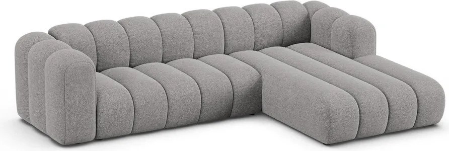 Colțar gri cu tapițerie din chenille (cu colț pe partea dreaptă/cu șezlong) Lupine – Micadoni