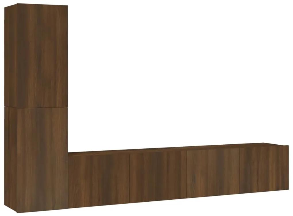 Set dulapuri TV, 4 piese, stejar maro, lemn prelucrat 4, Stejar brun, 80 x 30 x 30 cm