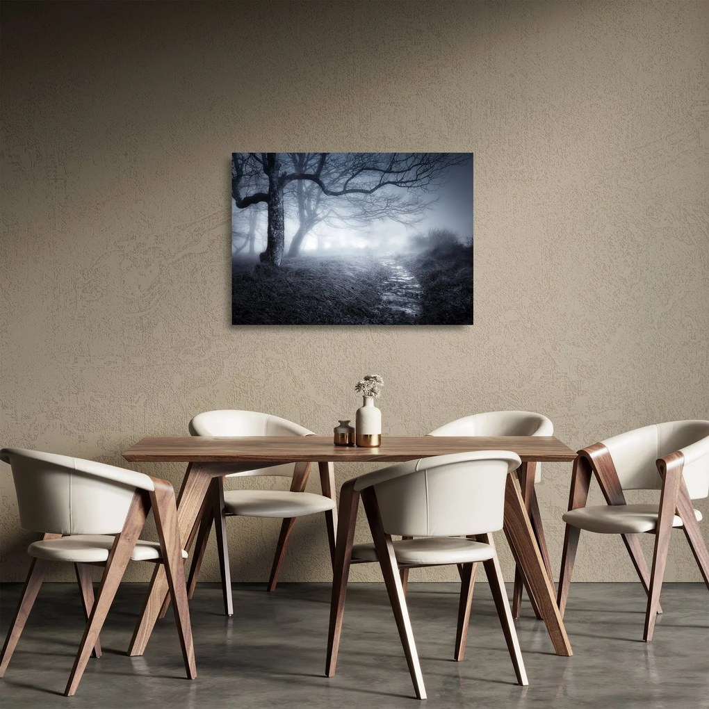 Tablou pe sticlă - Drum pin ceață (70x50 cm)