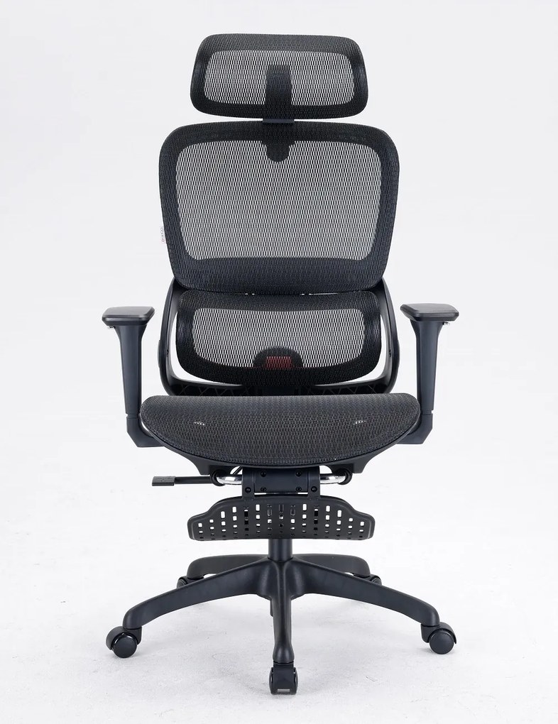 Scaun ergonomic SIHOO B100, Suport lombar dinamic cu ajustare automata, Cotiere 4D, Tetiera 3D, Mecanism multifunctional inclinare/blocare in 3 pozitii, Suport picioare, Mesh, Negru