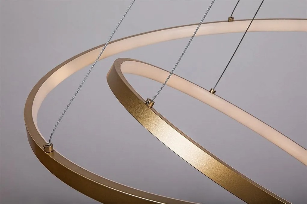 Lustra LED cu telecomanda cu 2 inele metal auriu Beliza