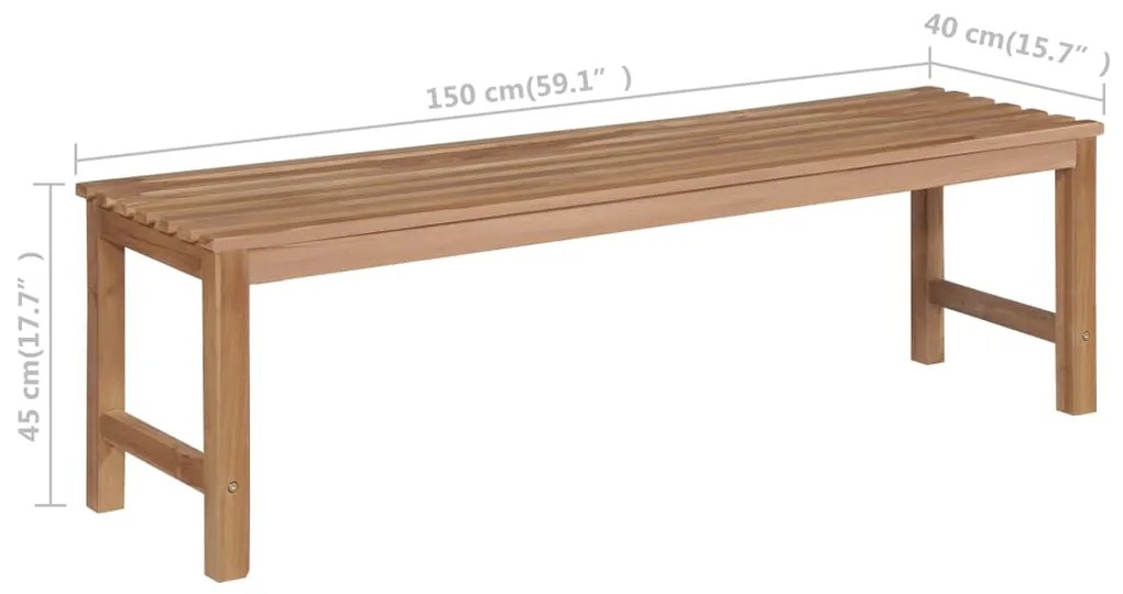 Banca de gradina, cu perna gri, 150 cm, lemn masiv de tec Gri, 150 cm, 1